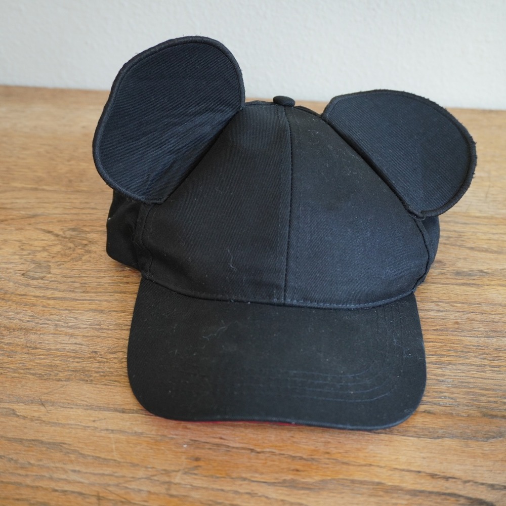 Disney Mickey Mouse Black Baseball Cap with 3D Ears Adjustable Hat Vacation Trip